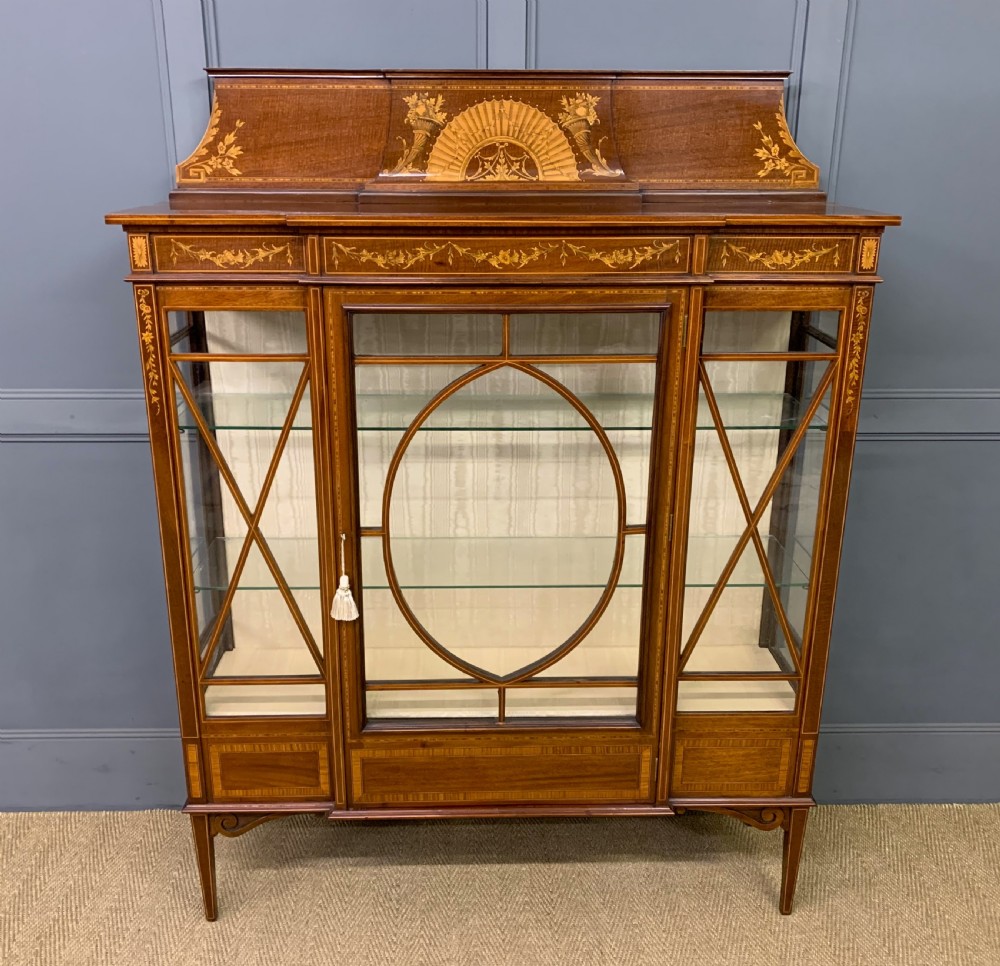 inlaid mahogany display cabinet by maple co