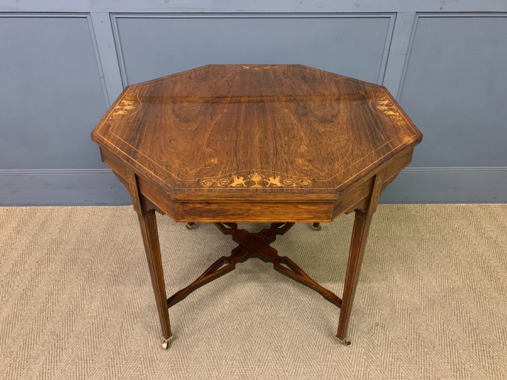 octagonal inlaid rosewood centre table