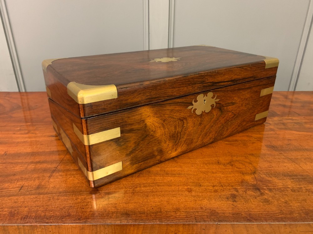 large regency rosewood military writing box