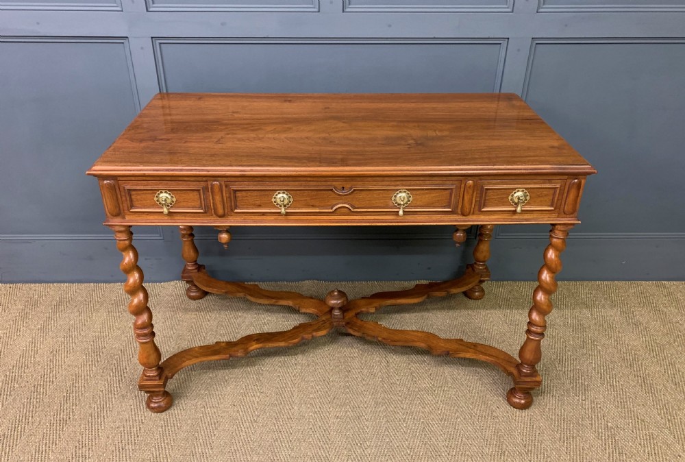 walnut barley twist 3 drawer side table