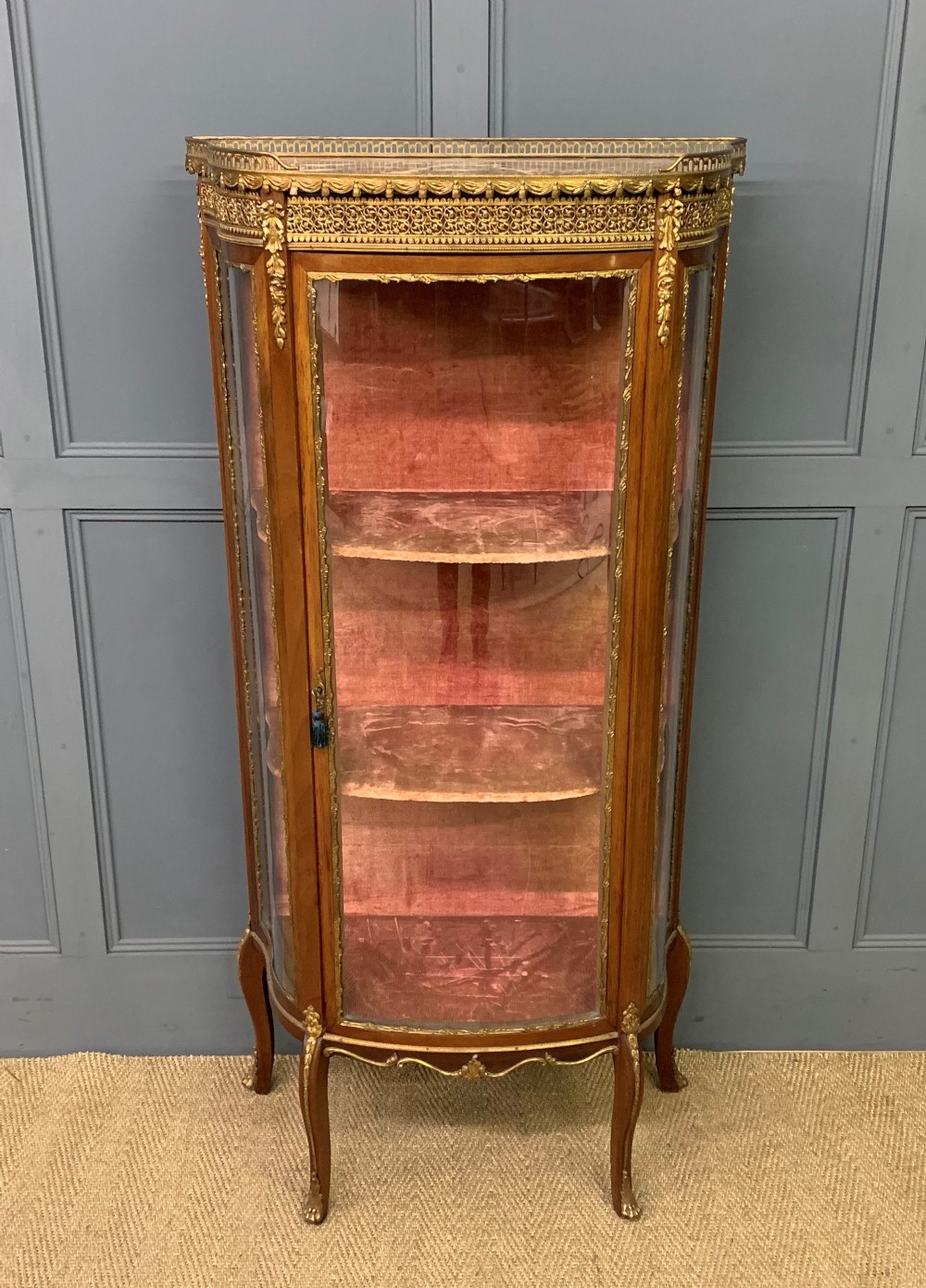 french mahogany marble topped vitrine