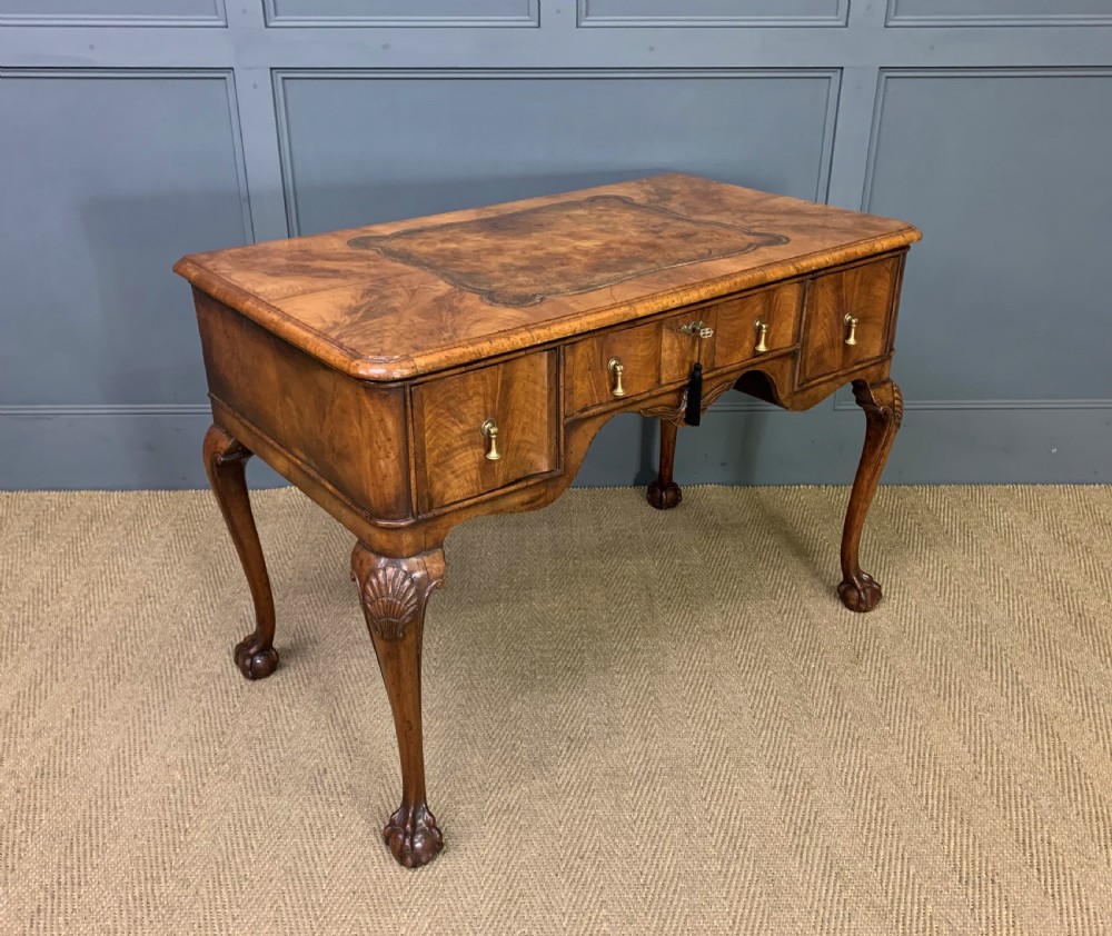 queen anne style burr walnut writing desk