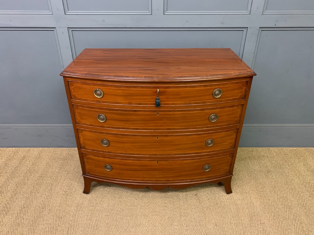 edwardian period inlaid mahogany bow fronted chest of drawers