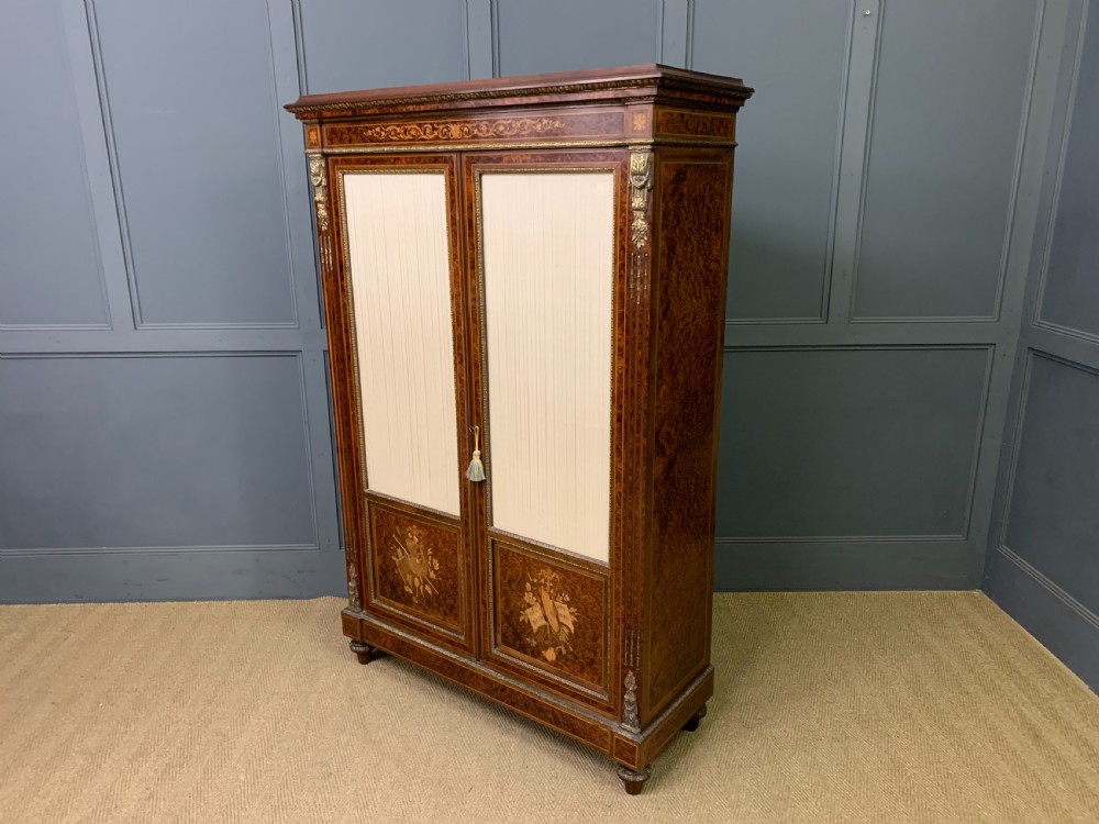 inlaid mahogany and amboyna 19th century french bookcase