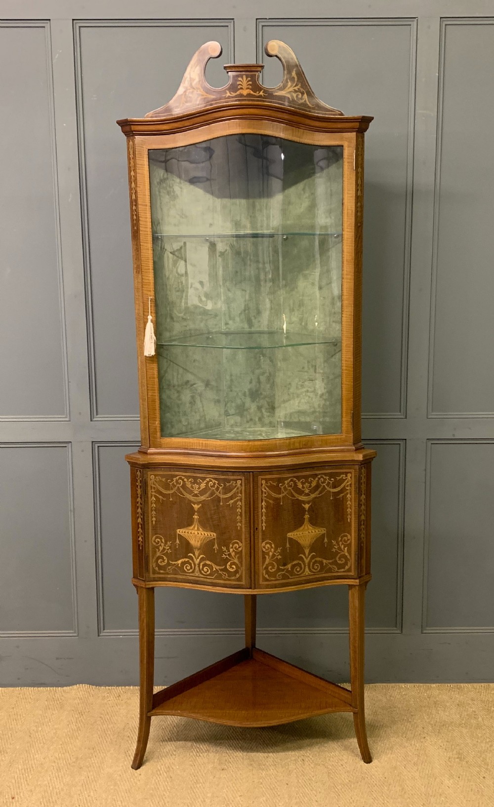 inlaid mahogany corner cabinet