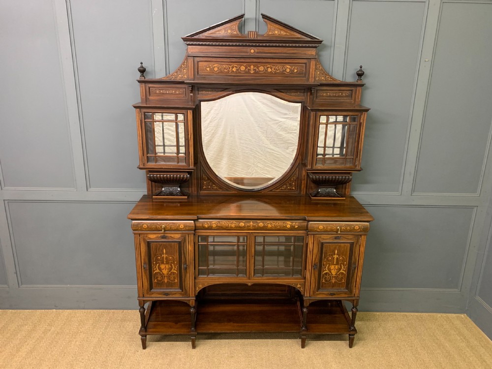 victorian inlaid rosewood parlour cabinet