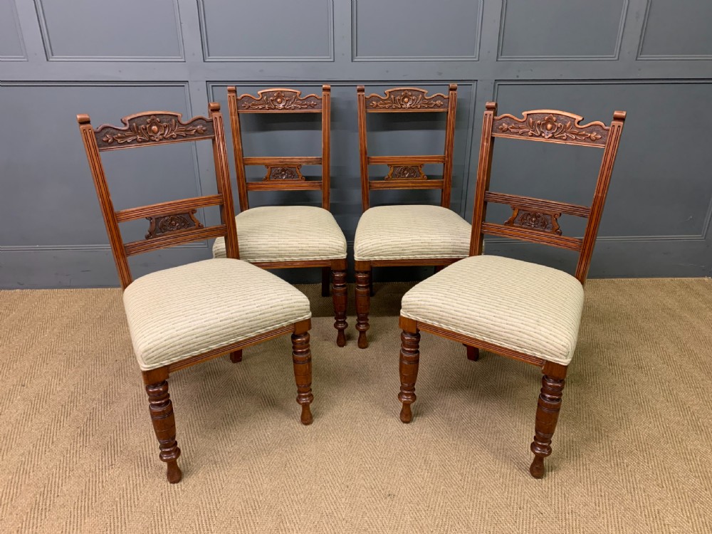 set of 4 victorian walnut chairs