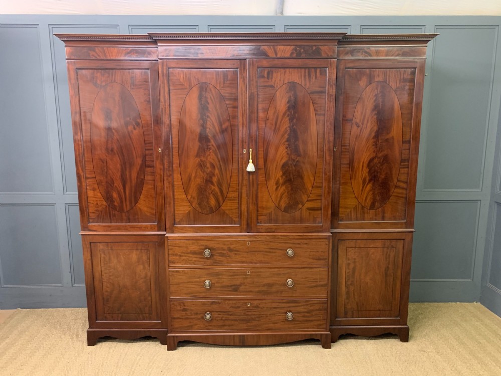 georgian inlaid mahogany compactum wardrobe
