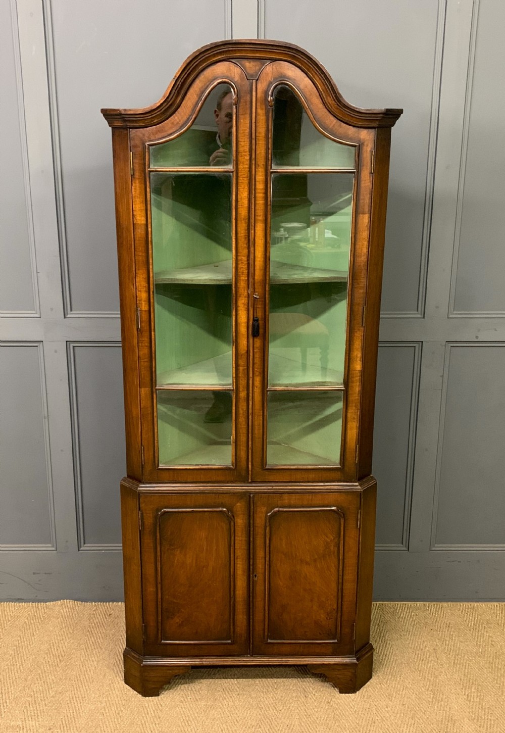 burr walnut corner cabinet