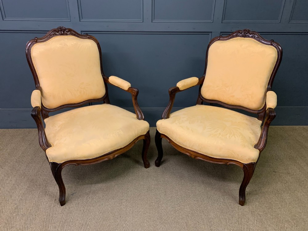 pair of french rosewood fauteuils