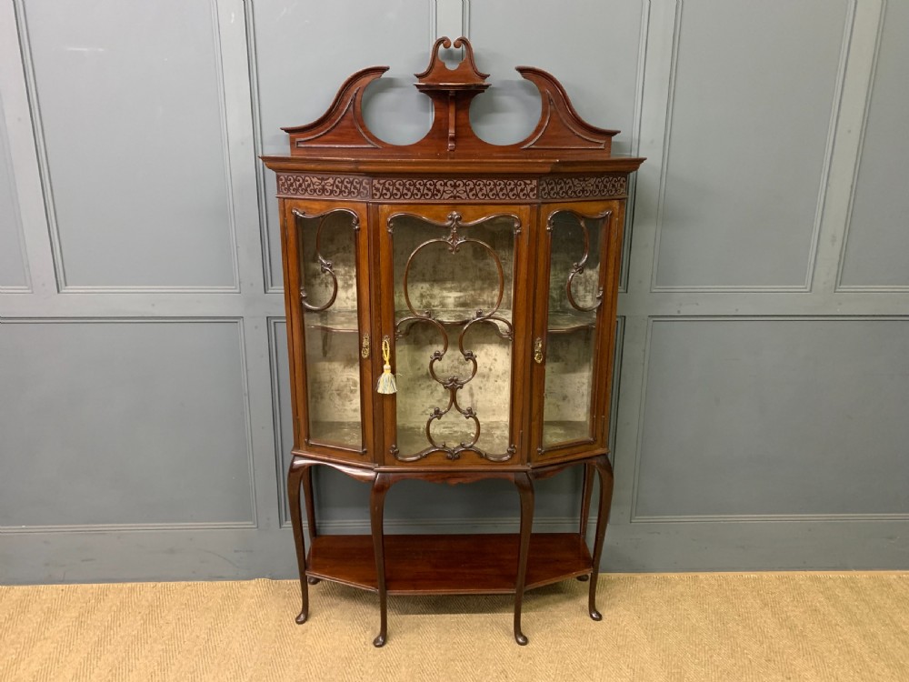 victorian carved mahogany display cabinet