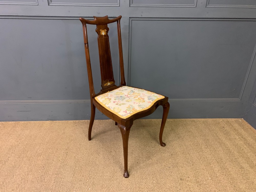 art nouveau inlaid mahogany chair