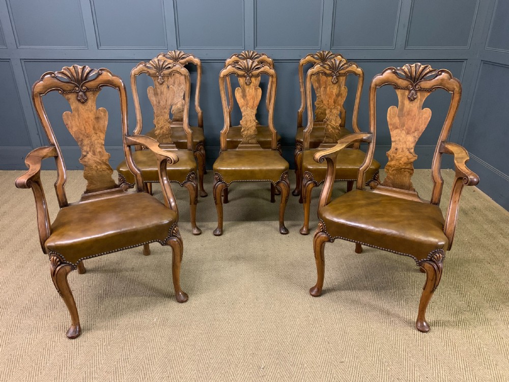 waring gillow set of 8 queen anne style chairs