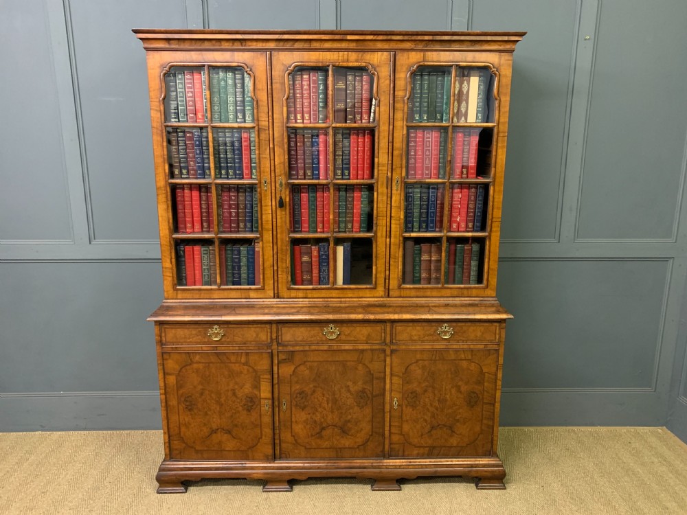 waring gillow burr walnut bookcase