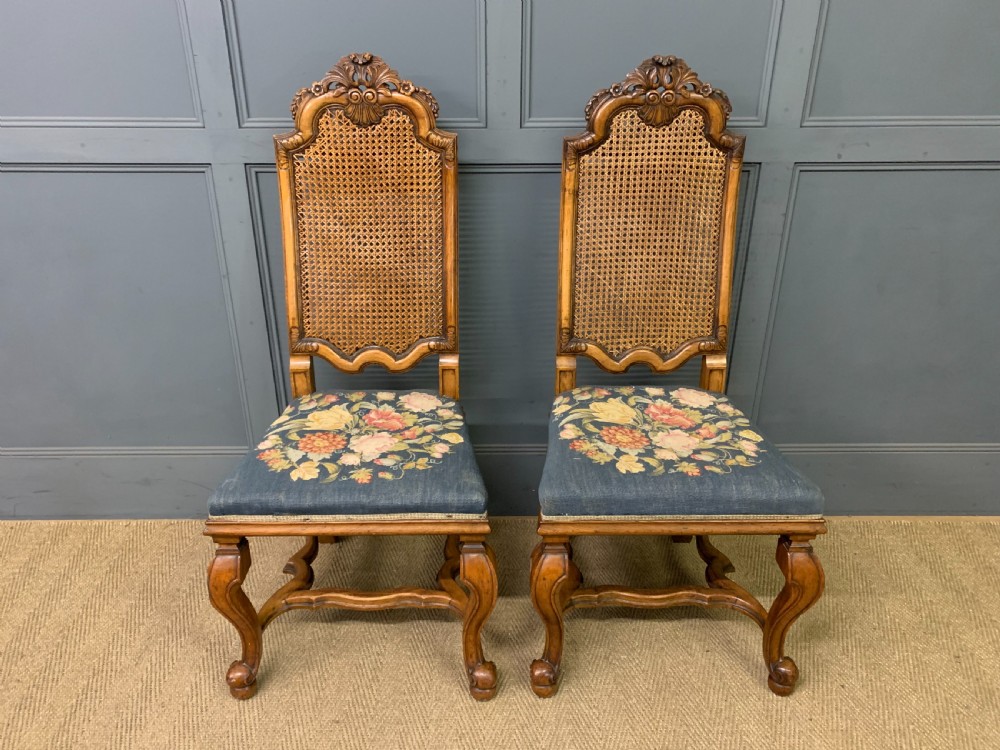 pair of william mary style walnut chairs by waring gillow