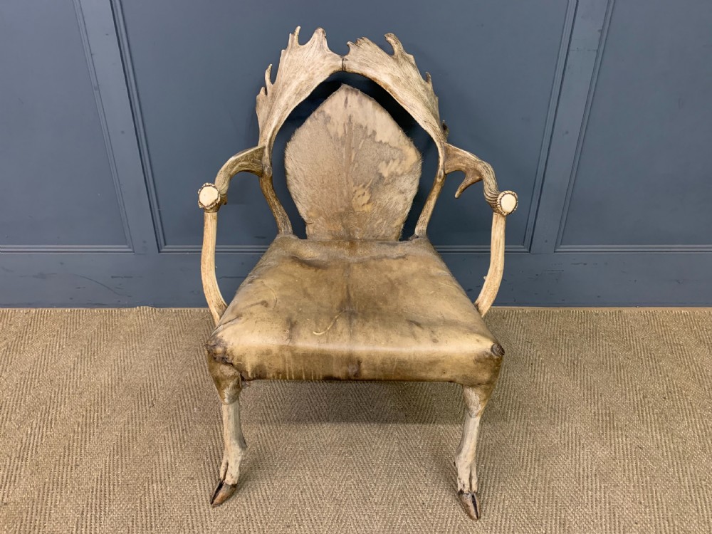 19th century stags antler armchair