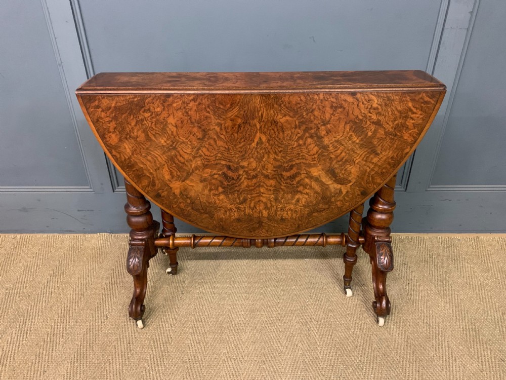 large victorian burr walnut sutherland table