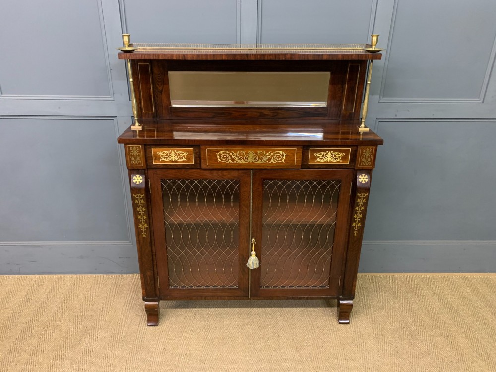 brass inlaid regency rosewood chiffonier