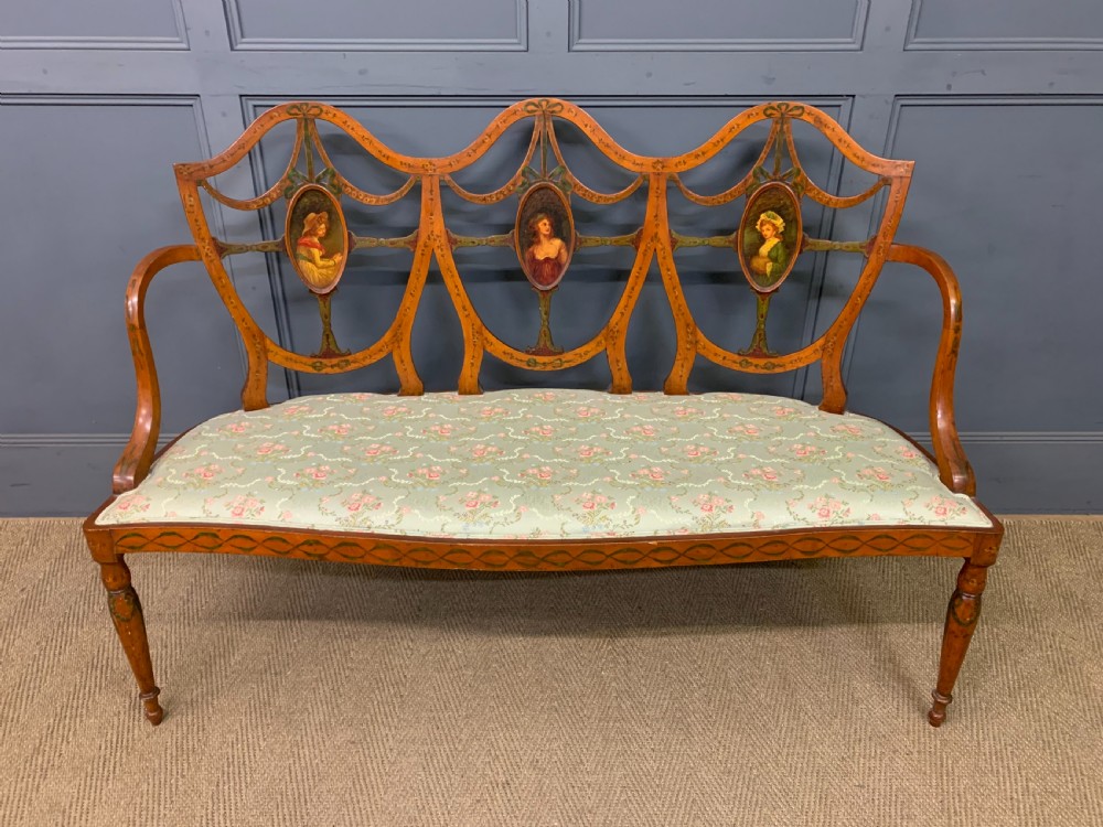 painted satinwood settee