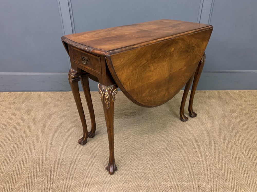 burr walnut drop flap table