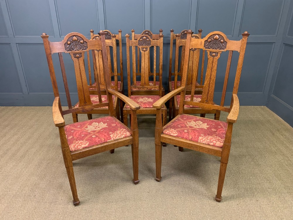 set of 8 arts and crafts dining chairs