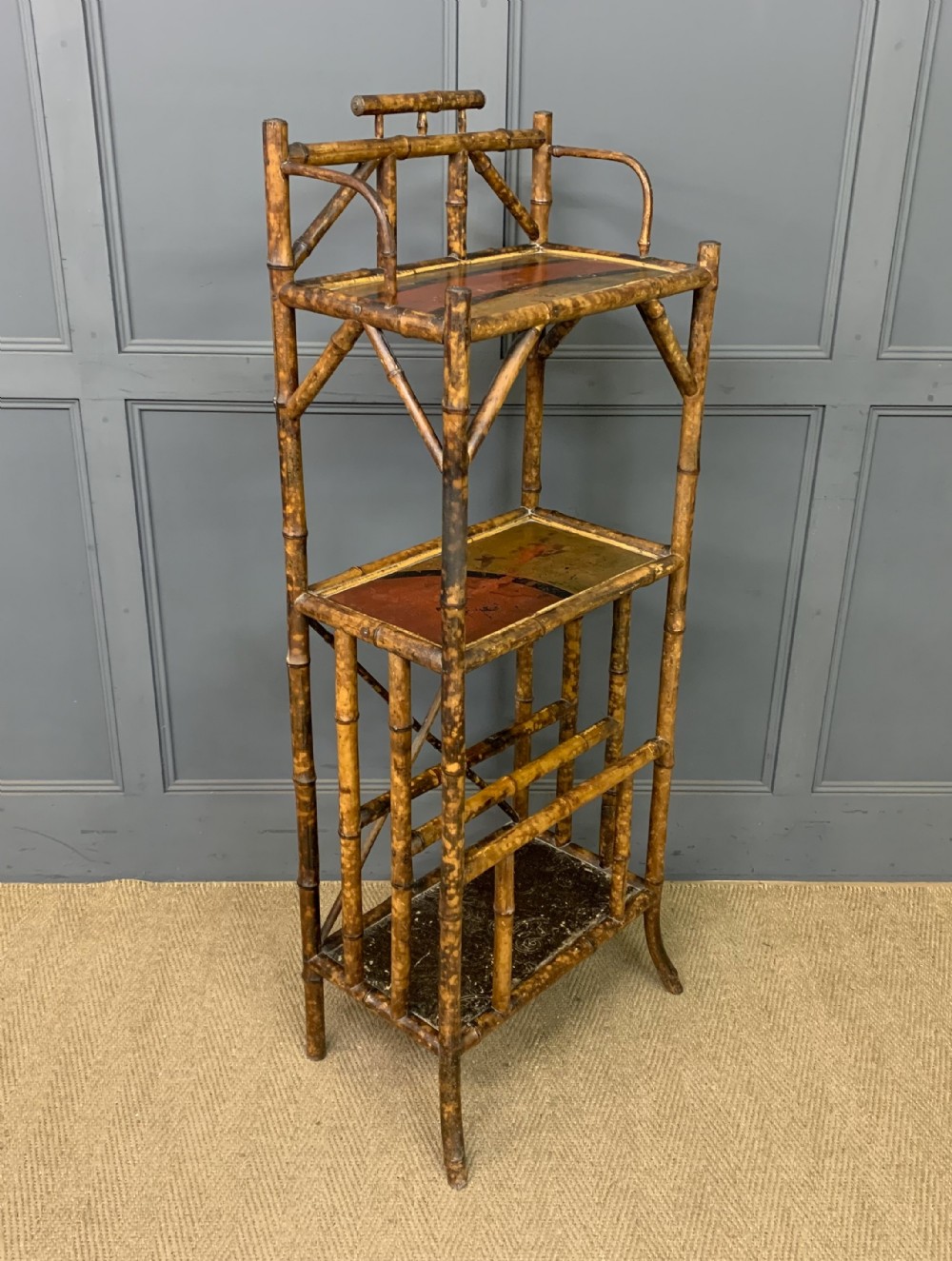 victorian bamboo canterbury whatnot