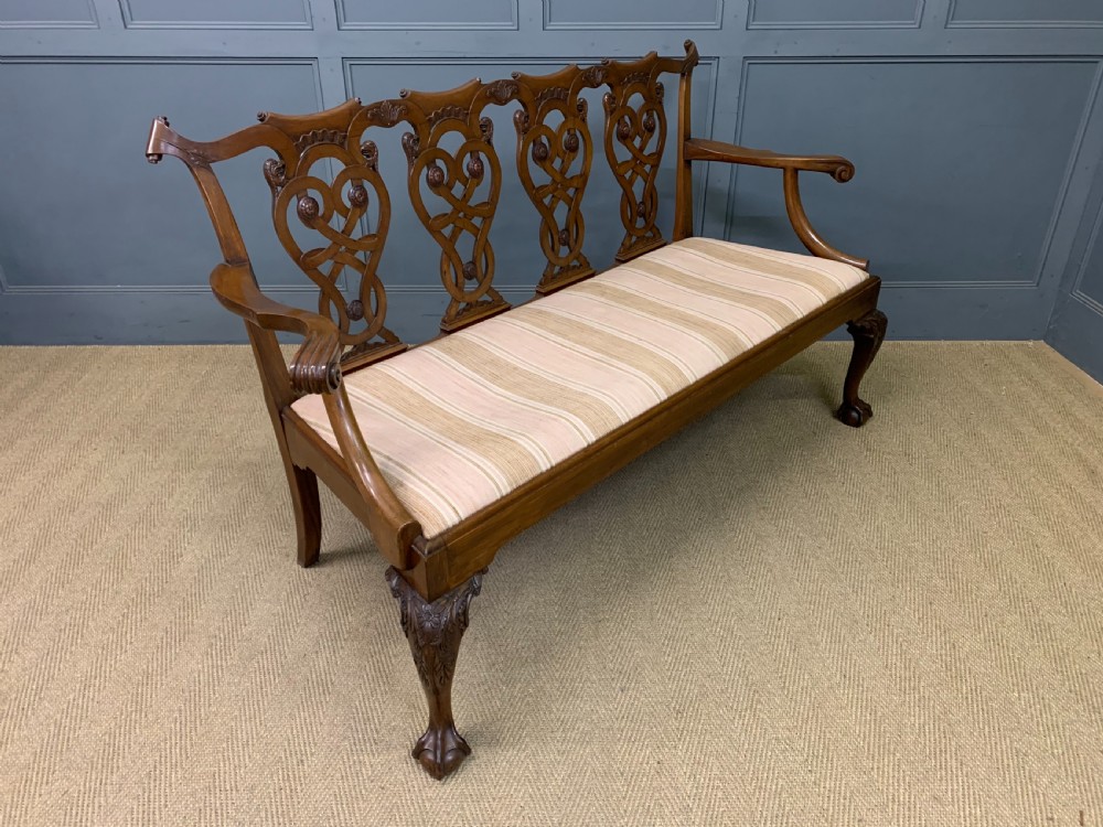 chippendale style carved mahogany settee