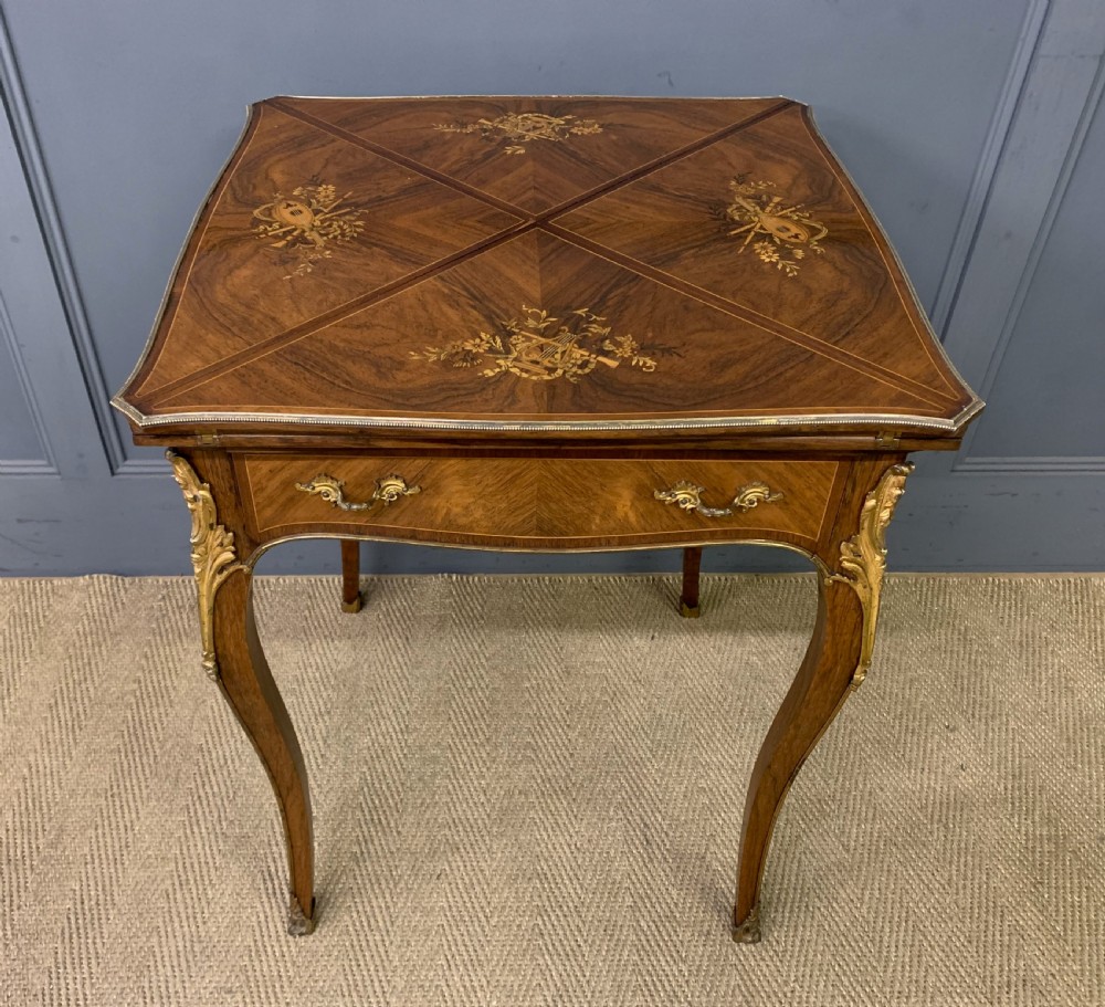 maple co inlaid rosewood envelope card table