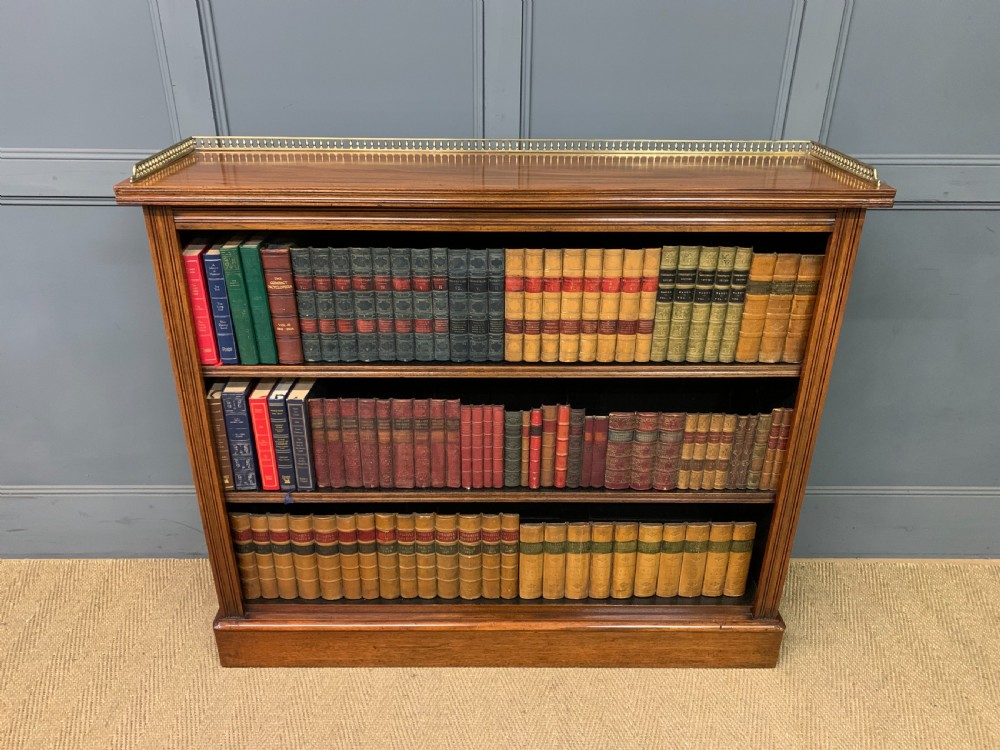 late victorian walnut open bookcase
