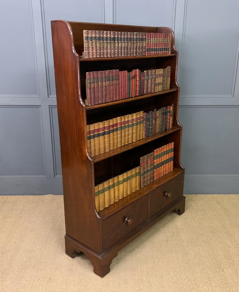 victorian mahogany waterfall open bookcase