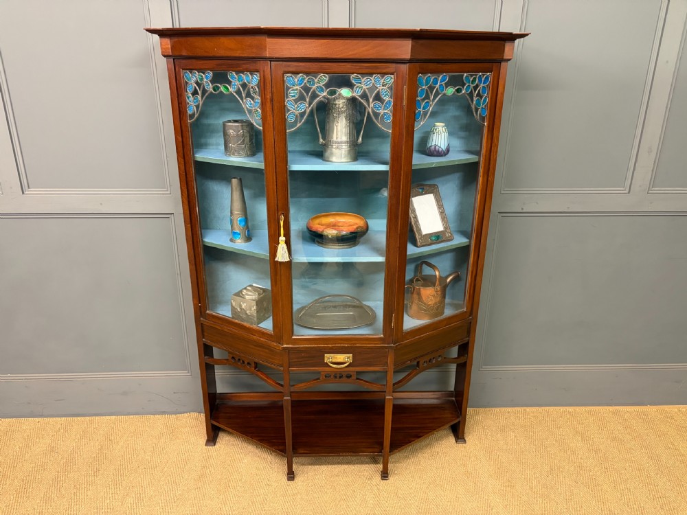 arts and crafts mahogany display cabinet