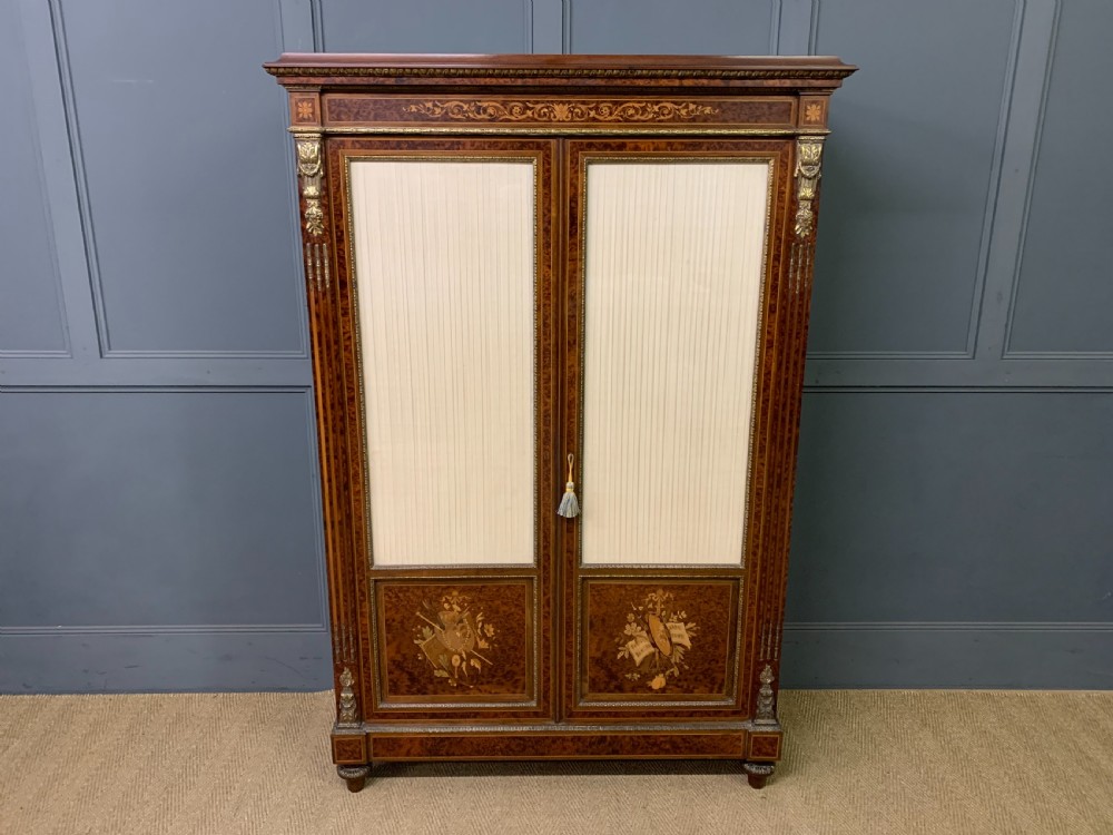 inlaid mahogany and amboyna 19th century french bookcase