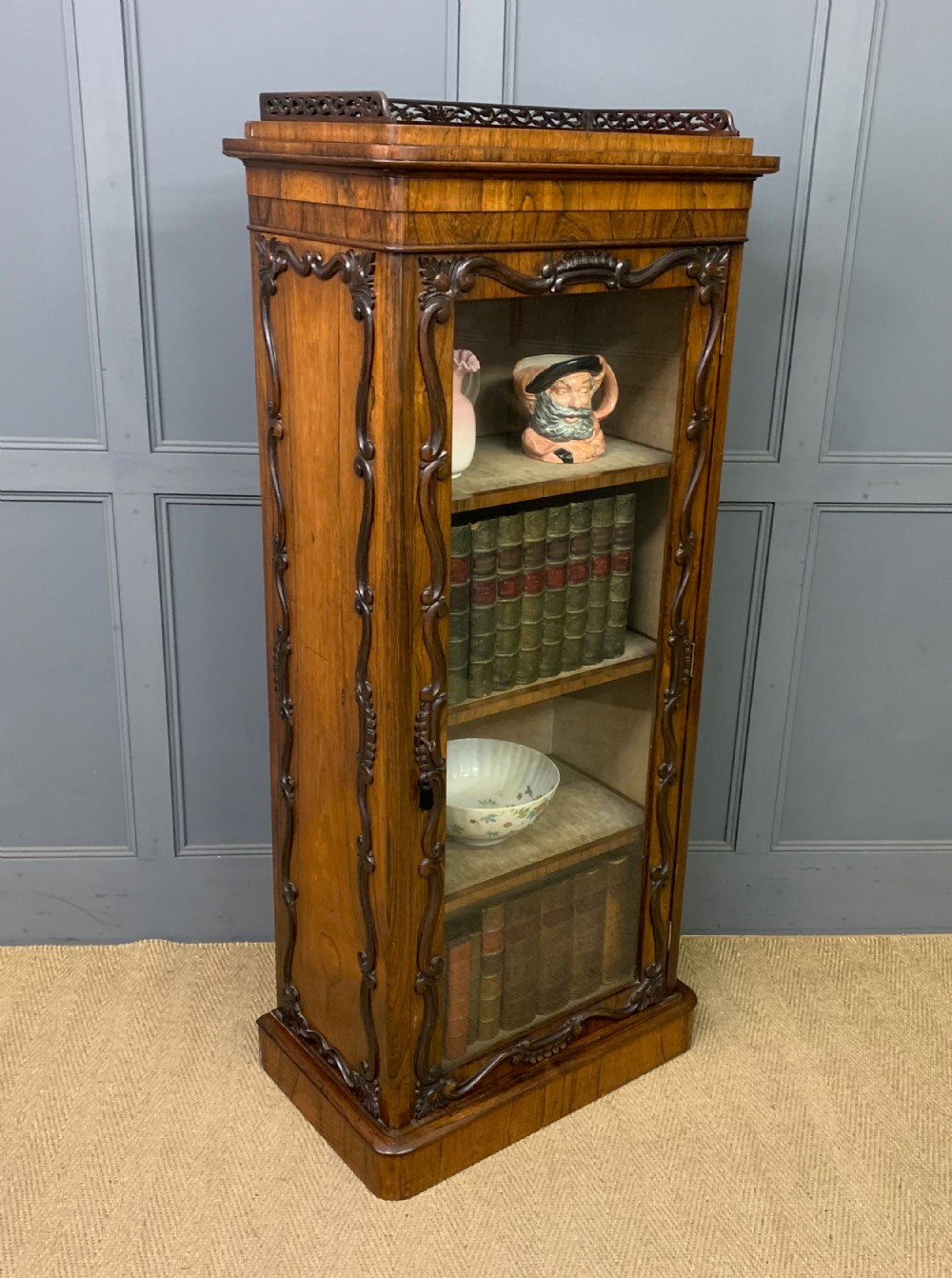victorian rosewood bookcase cabinet by james winter