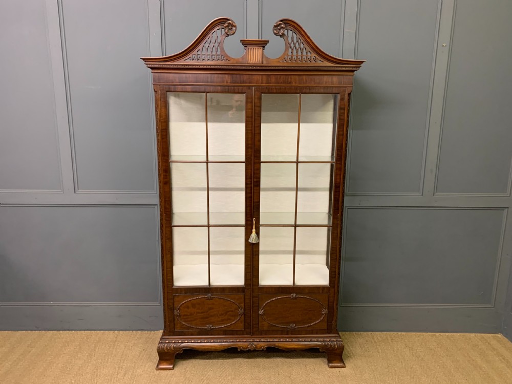 chippendale style mahogany display cabinet