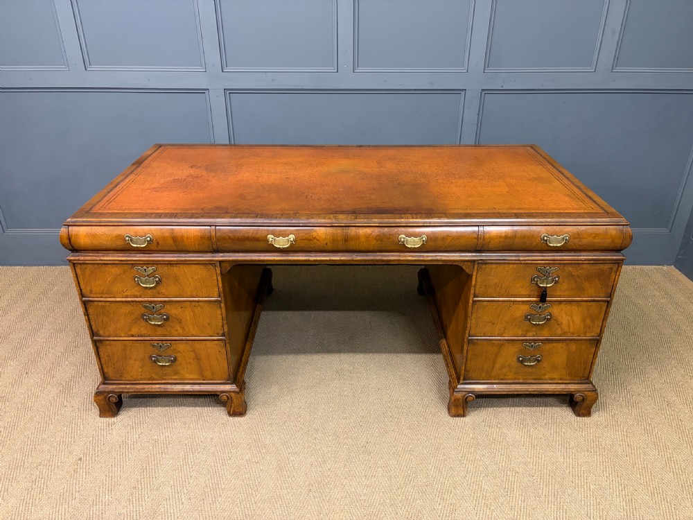 burr walnut partners pedestal desk by maple co