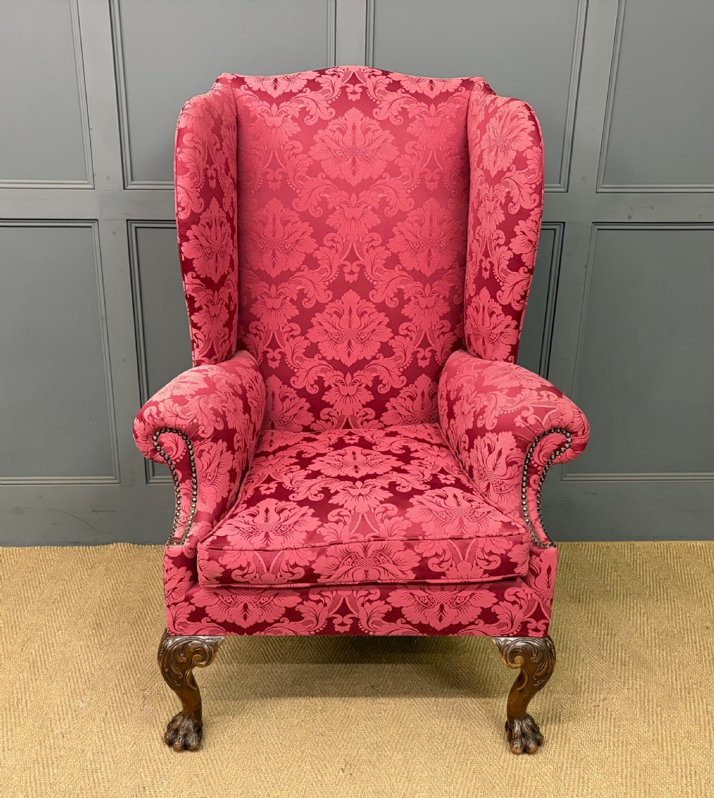 late 19th century walnut wing armchair