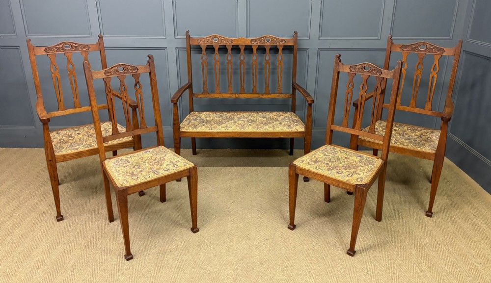 arts and crafts 5 piece oak salon suite