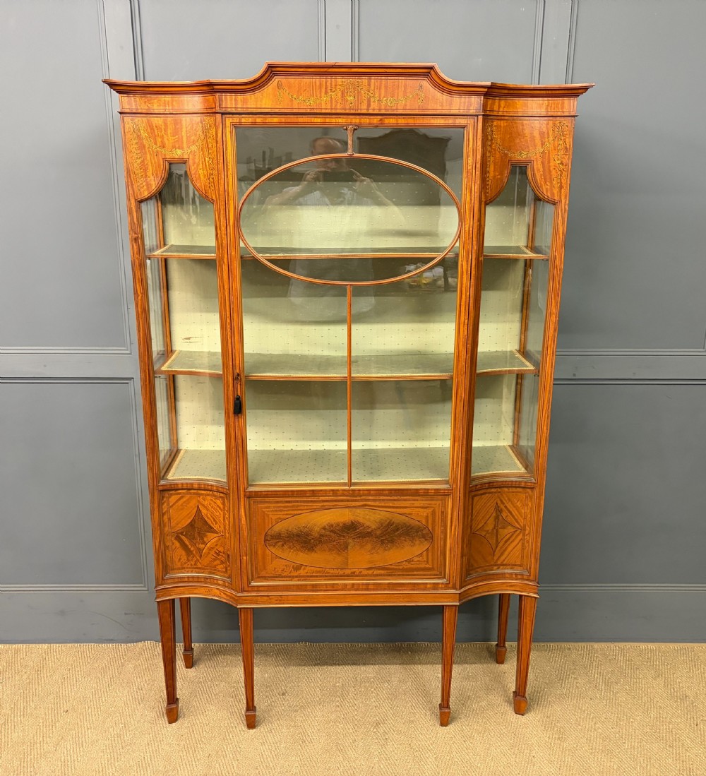 inlaid satinwood display cabinet by maple co