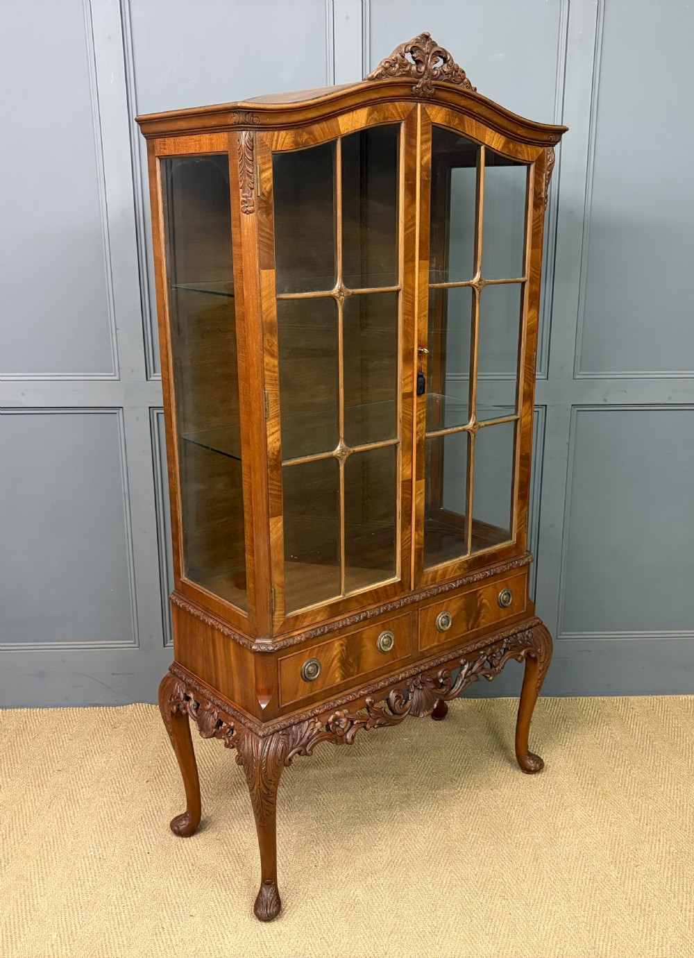 queen anne style display cabinet by maple co