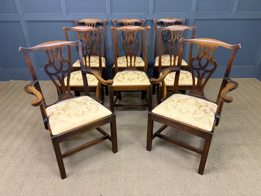 set of 8 provincial country chippendale chairs